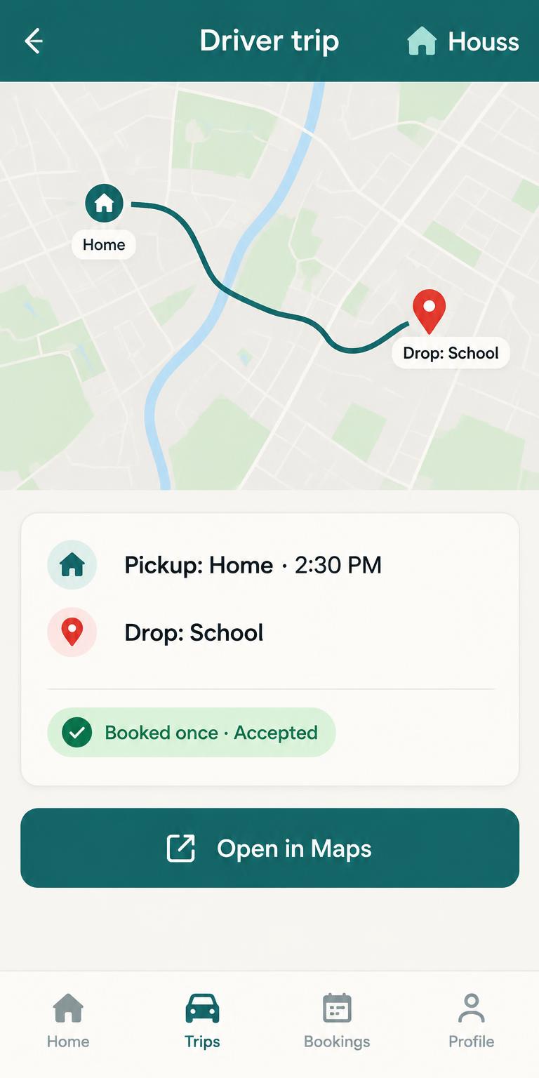 Houss — Driver trip with map pin
